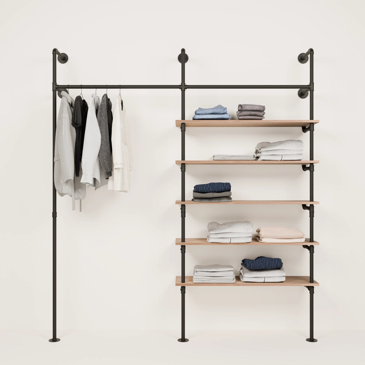 FRIDA OAK – Vaatetanko hyllyllä varustettuna