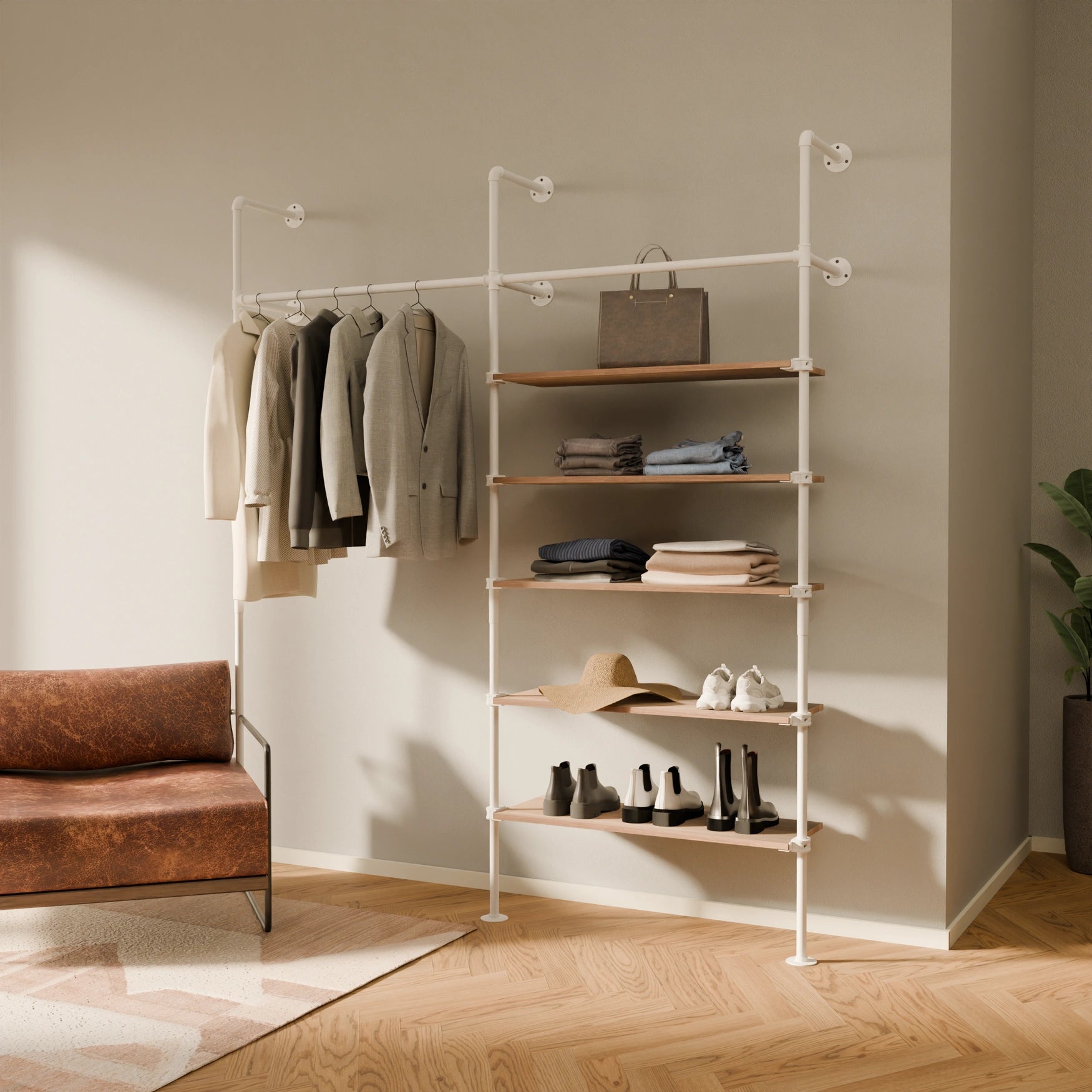 KIM 2 OAK – 5 shelves | white