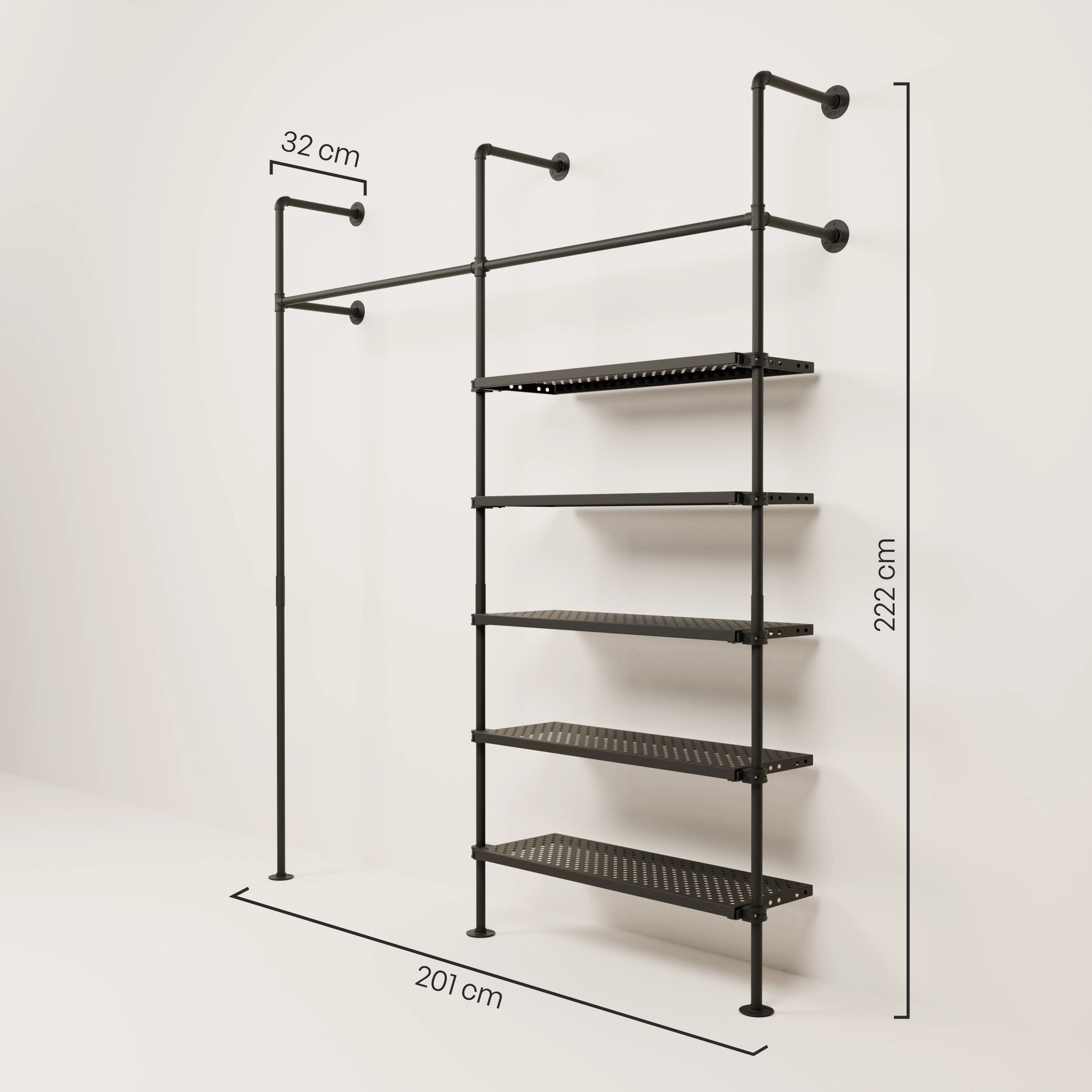 Maße Wandregal mit Kleiderstange