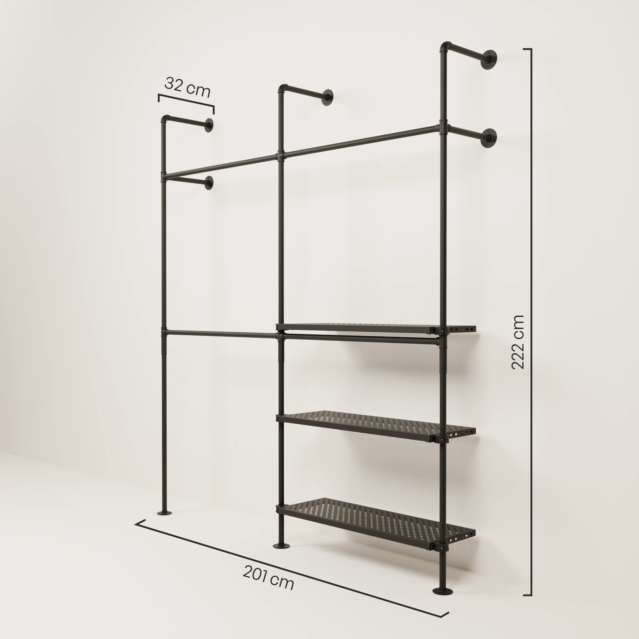 KIM DOUBLE 2 METAL – 3 shelves | Clothes rail with shoe rack