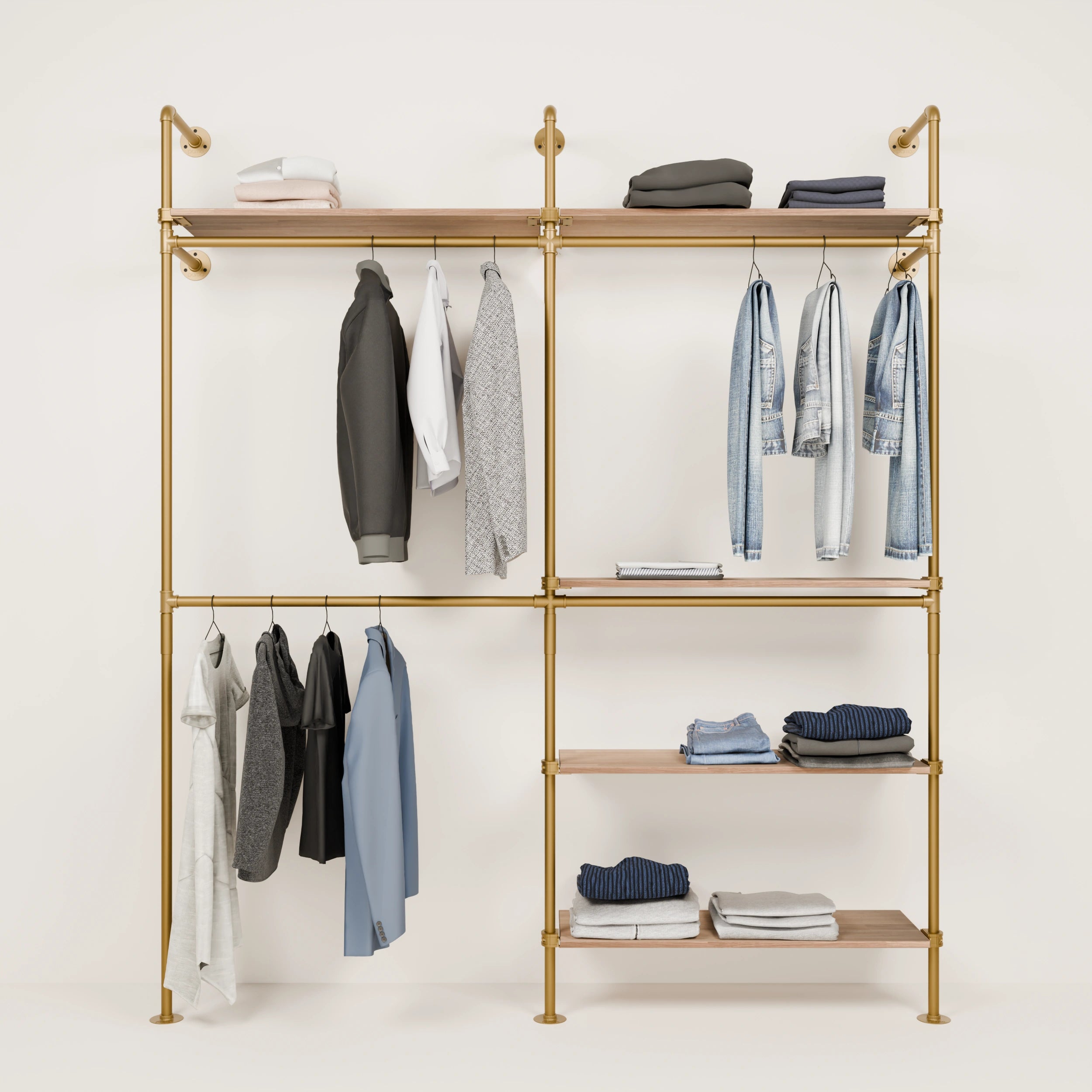 KIM DOUBLE 2 OAK –  5 shelves | gold