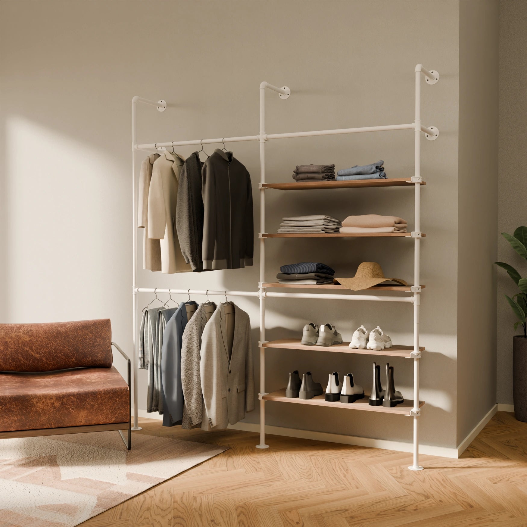 KIM DOUBLE 2 OAK – 5 hyllyä oikealle | valkoinen