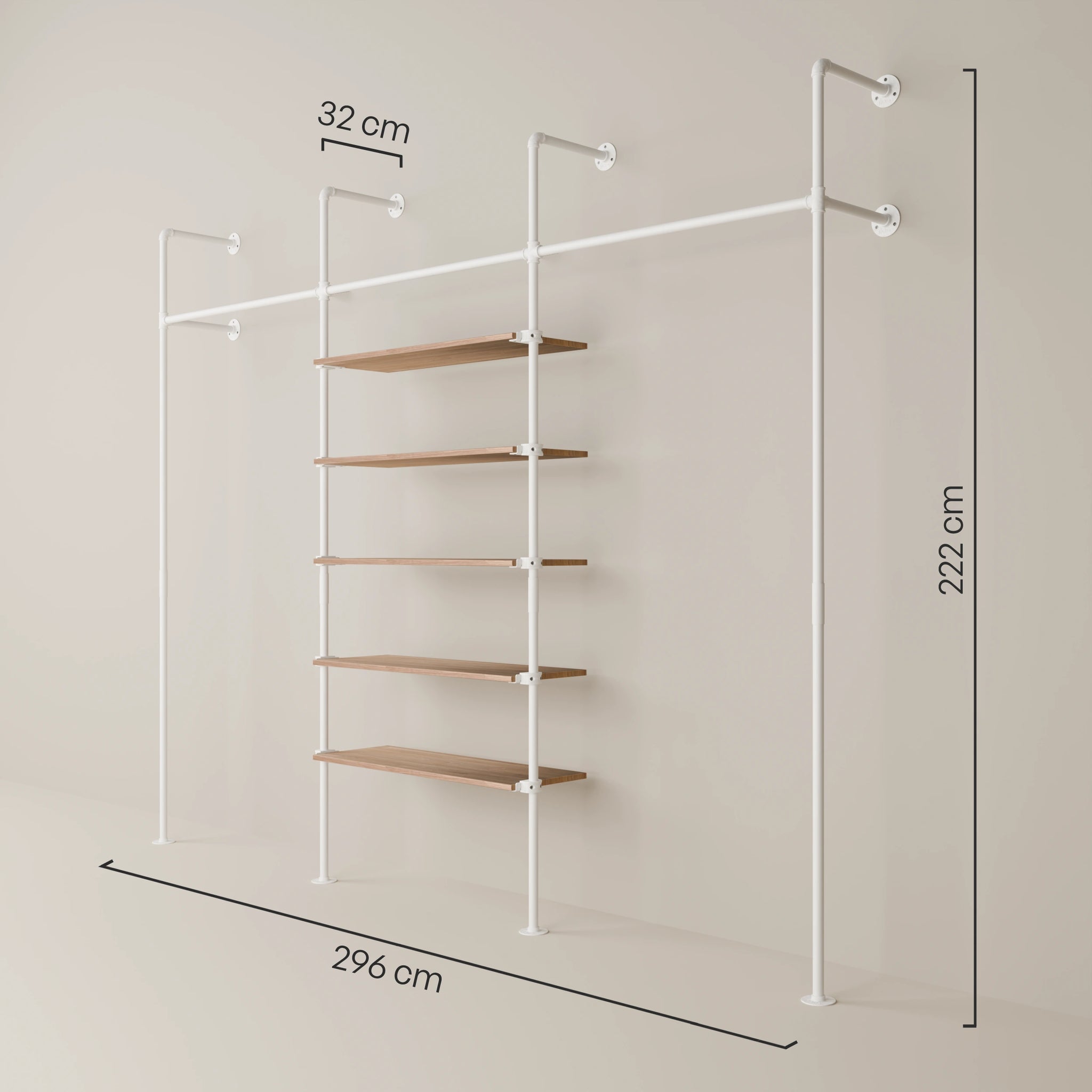 KIM 3 OAK – 5 shelves | white