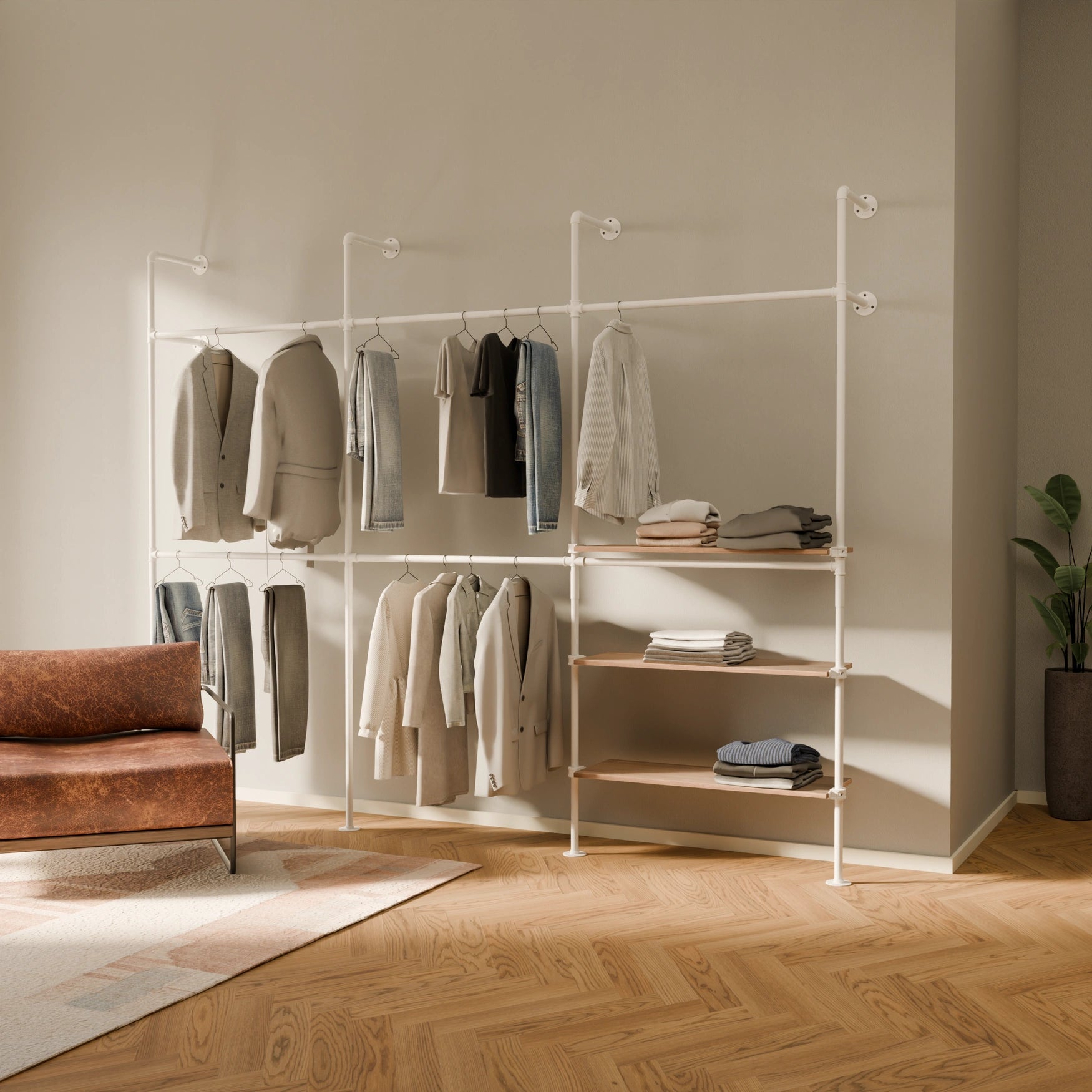 KIM DOUBLE 3 OAK – 3 hyllyä oikealle | valkoinen