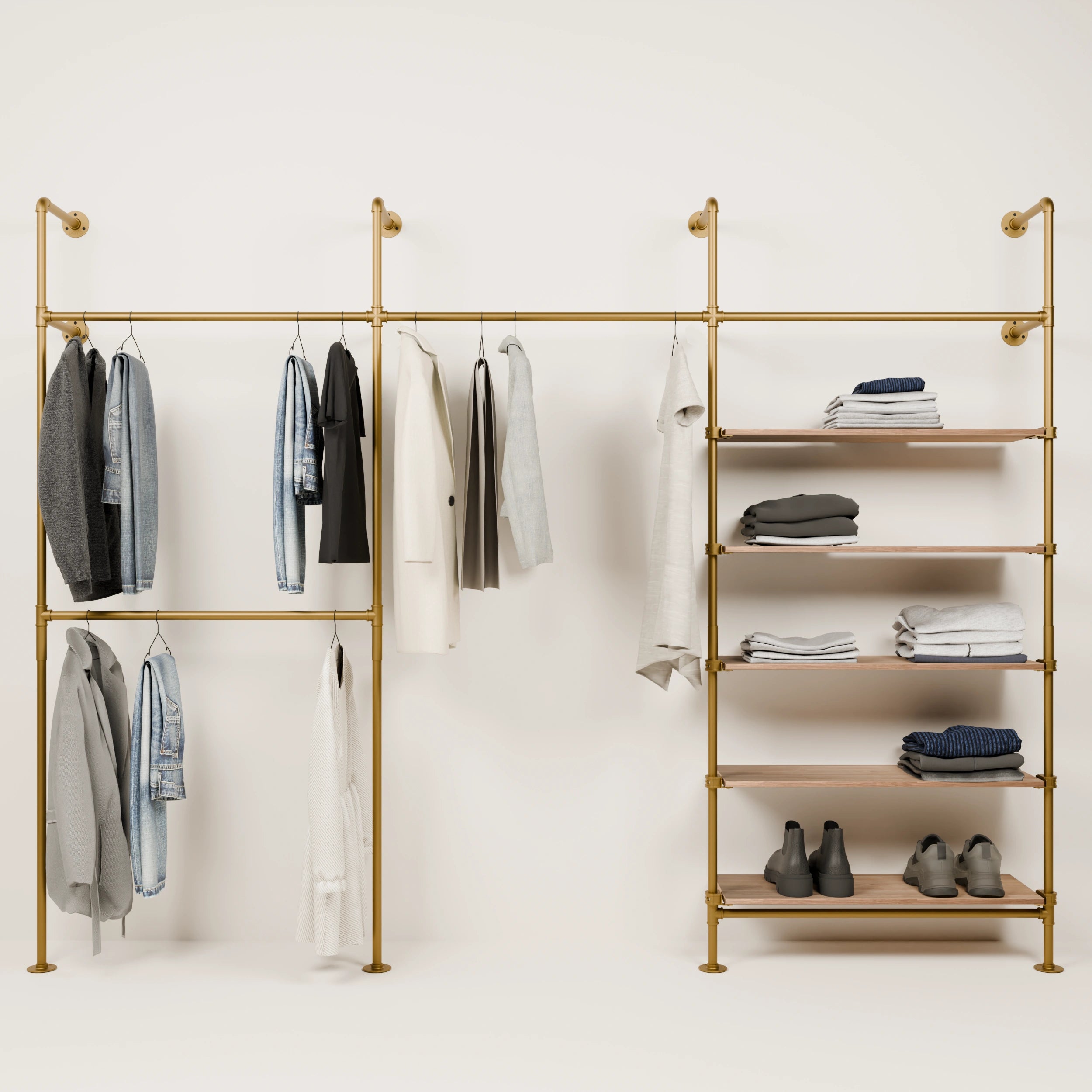 KIM DOUBLE 3 OAK –   5 shelves | gold