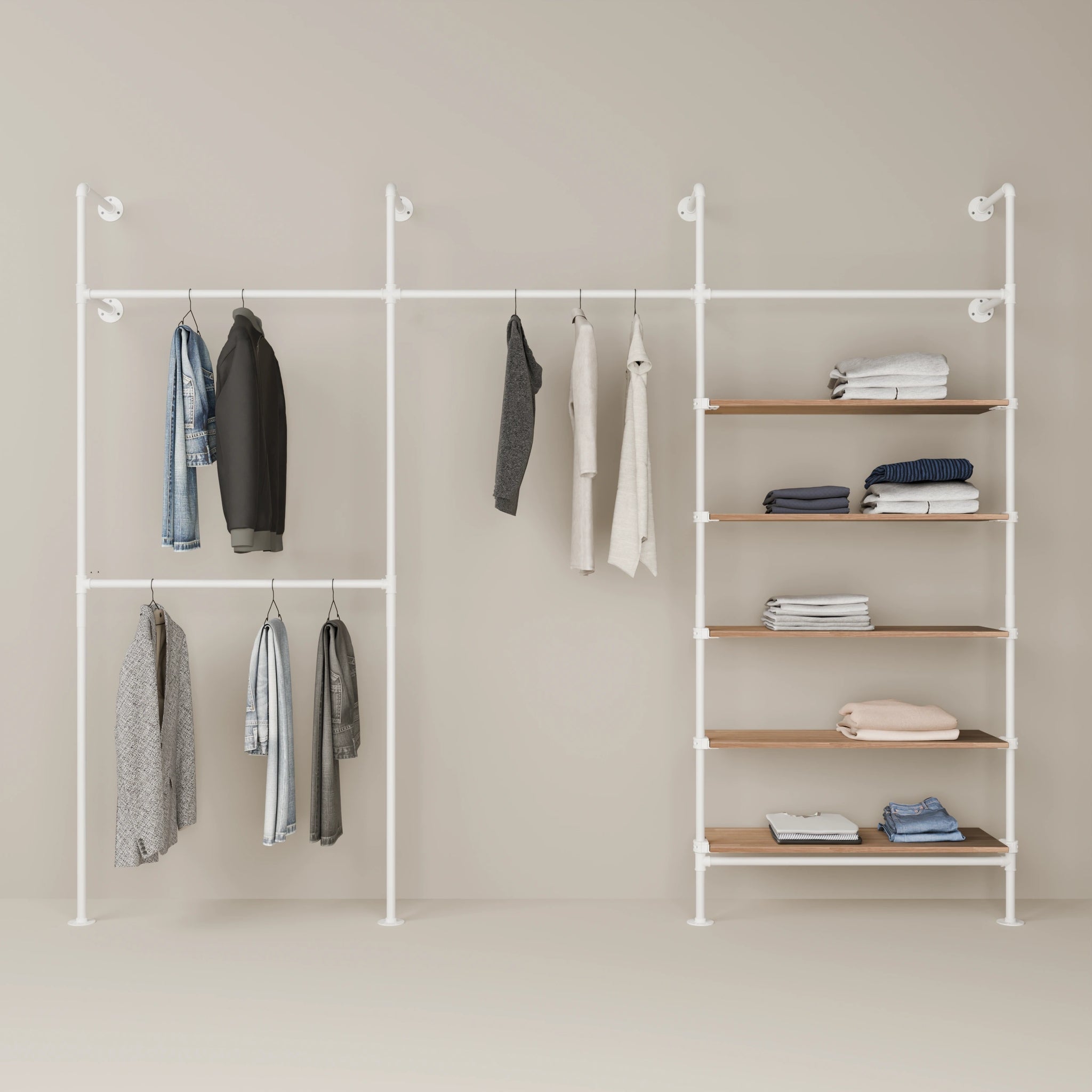 KIM DOUBLE 3 OAK – 5 hyllyä | valkoinen