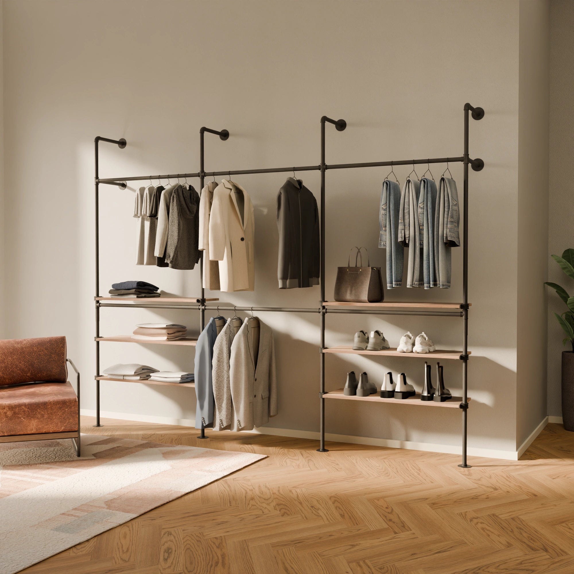 KIM DOUBLE 3 OAK – 6 ulkoista hyllyä