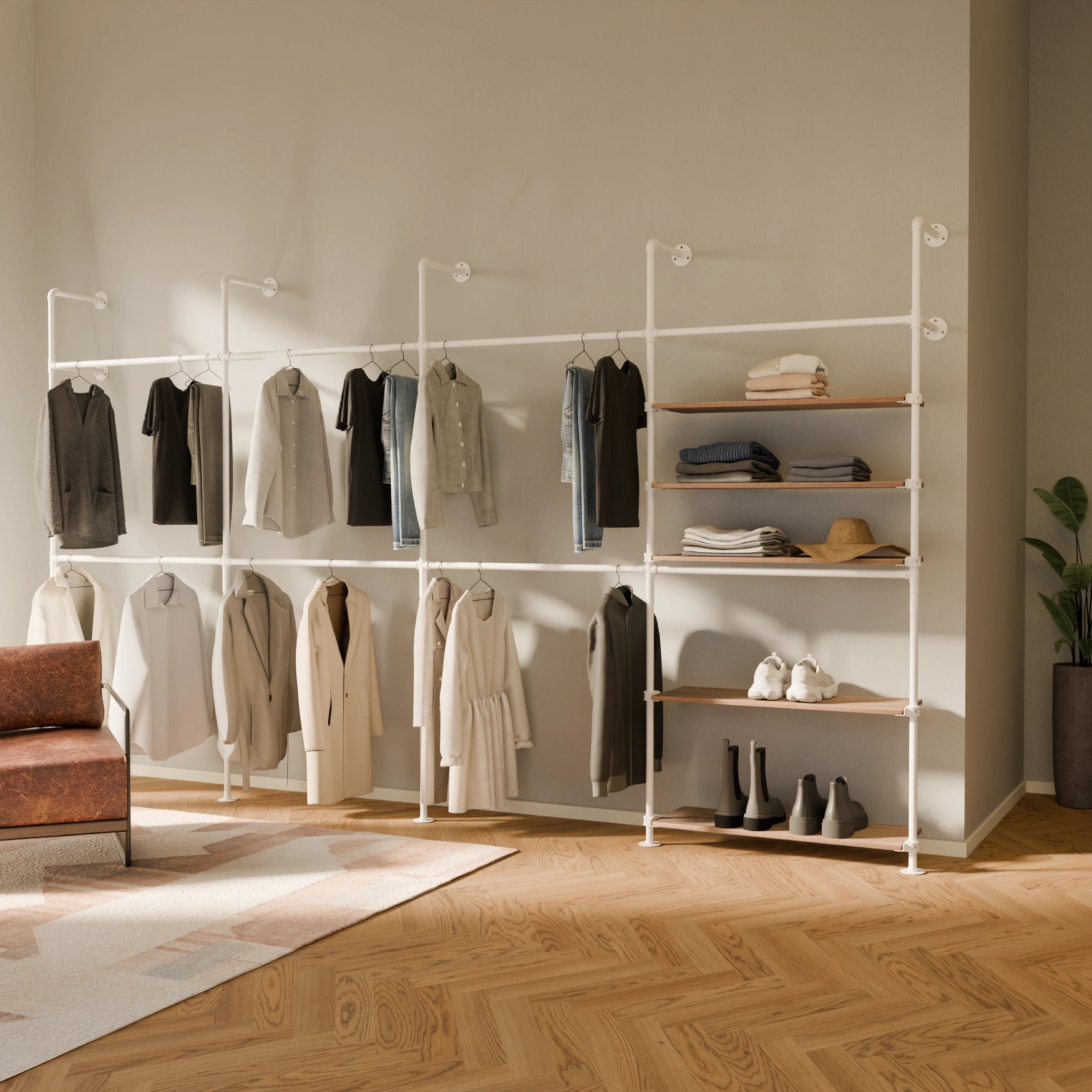 KIM DOUBLE 4 OAK – 5 hyllyä | valkoinen