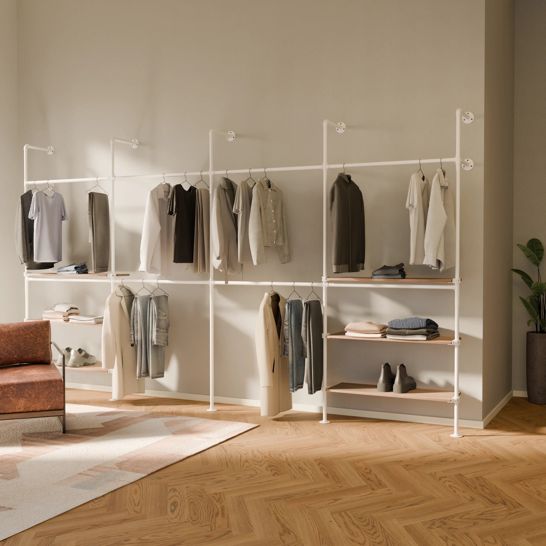 KIM DOUBLE 4 OAK – 6 hyllyä | valkoinen