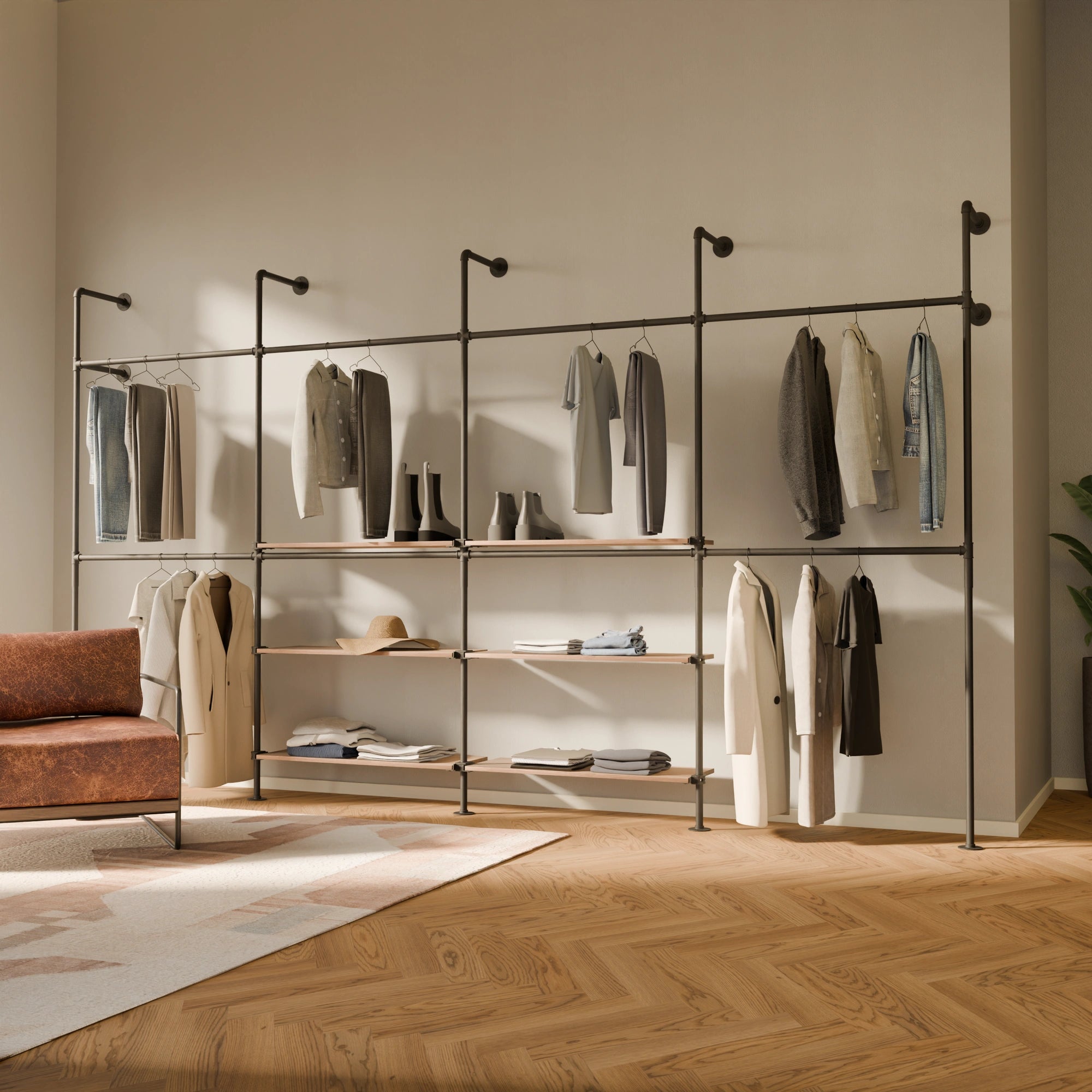 KIM DOUBLE 4 OAK –  6 hyllyä keskellä