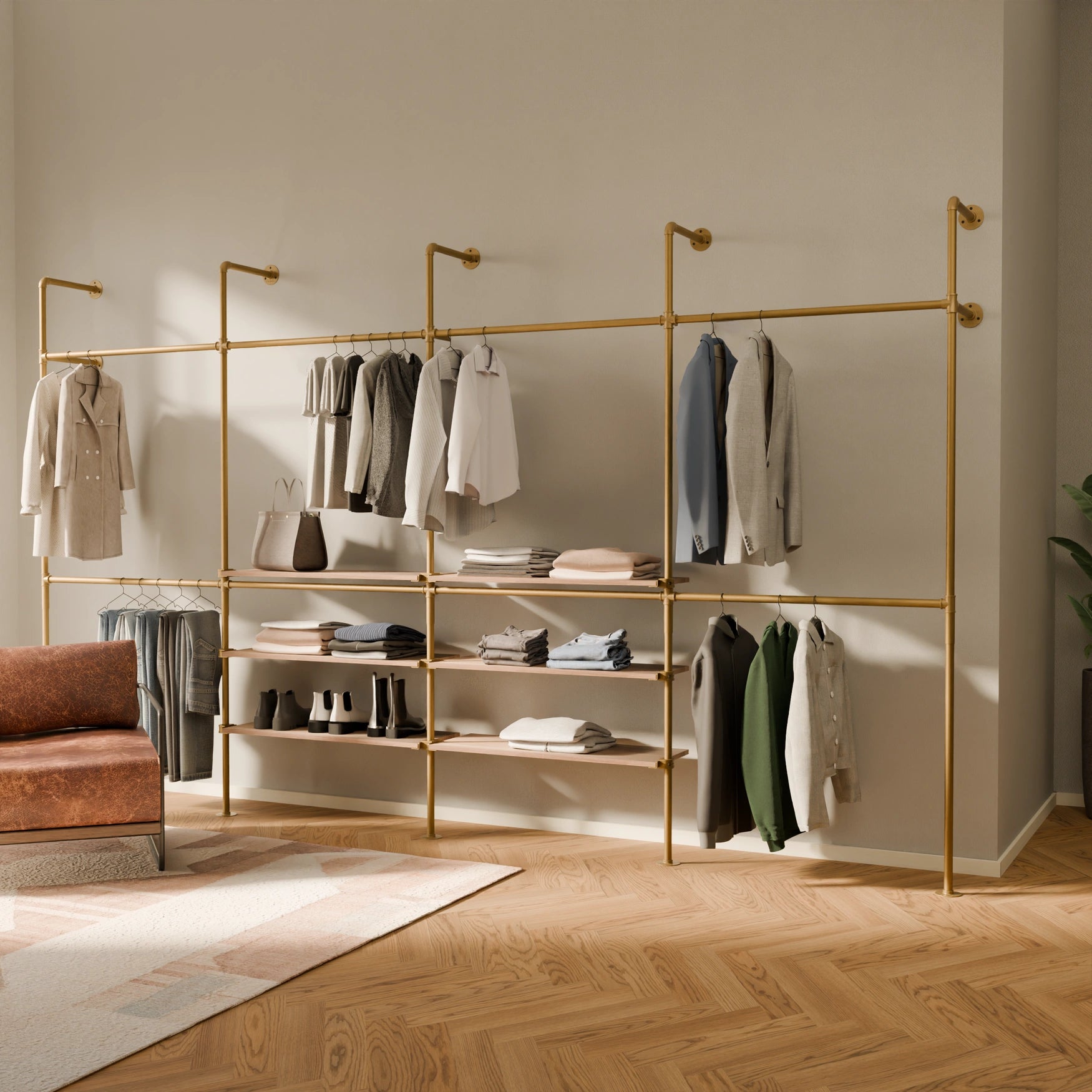 KIM DOUBLE 4 OAK –  6 hyllyä keskellä | kulta