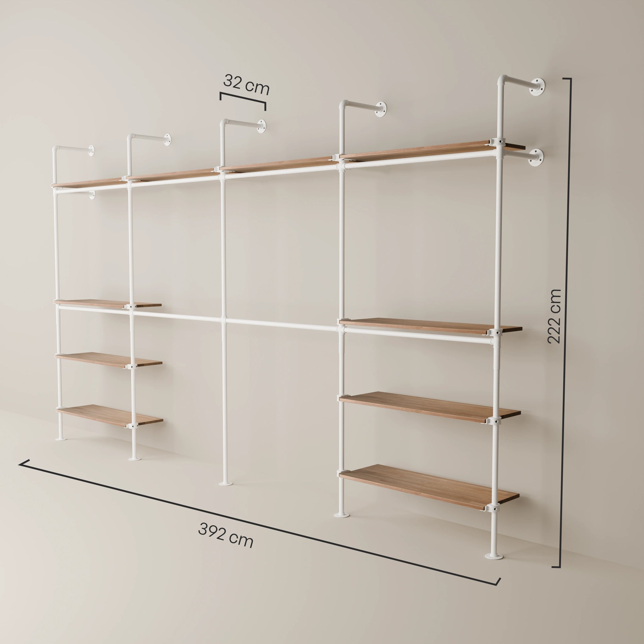 KIM DOUBLE 4 OAK – 10 top shelves | white
