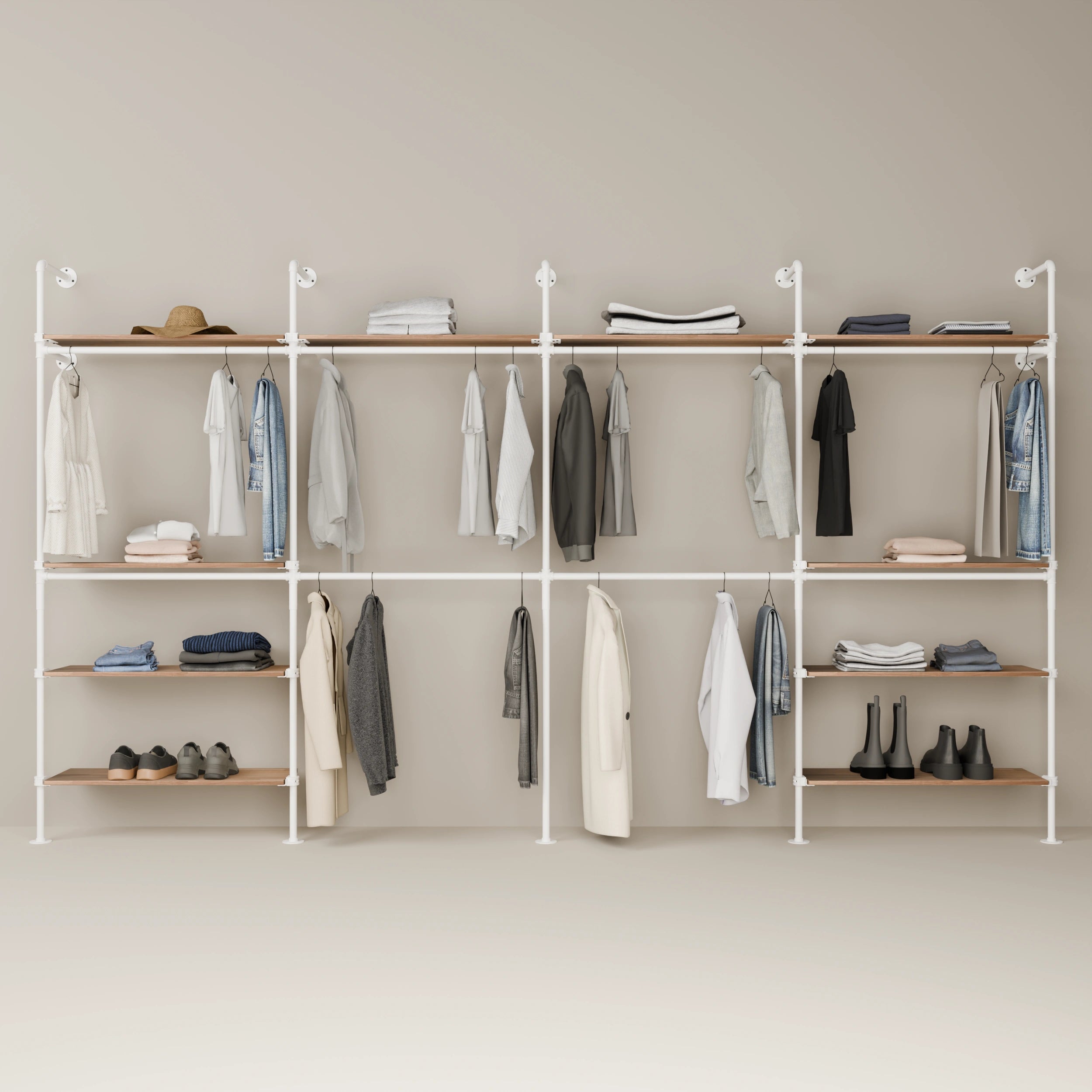 KIM DOUBLE 4 OAK – 10 top shelves | white