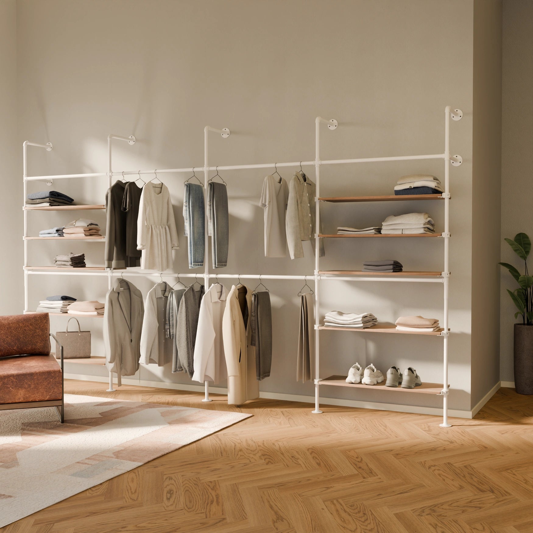 KIM DOUBLE 4 OAK – 10 hyllyä | valkoinen